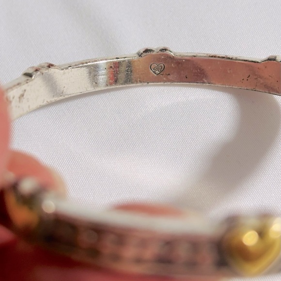 Brighton Two-tone Bangle Bracelet-2.5" Gold Plated Hearts on Silver Plated - Picture 4 of 7